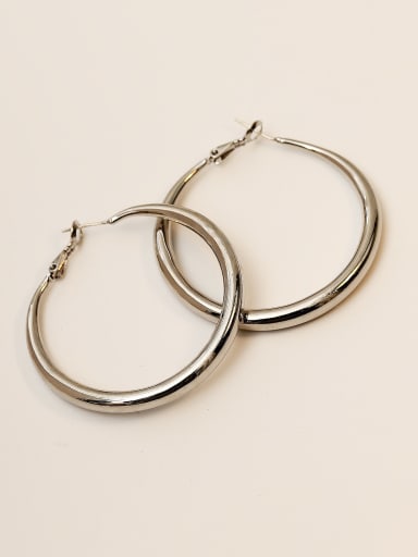 White K Brass Smooth Geometric Minimalist Hoop Trend Korean Fashion Earring