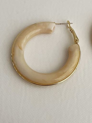M207 Beige resin metal ear ring Alloy Resin Geometric Vintage Hoop Earring