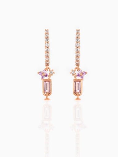 Rose Gold Cup Brass Opal Irregular Cute Stud Earring