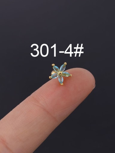 4( Single) Brass Cubic Zirconia Flower Cute Single Earring