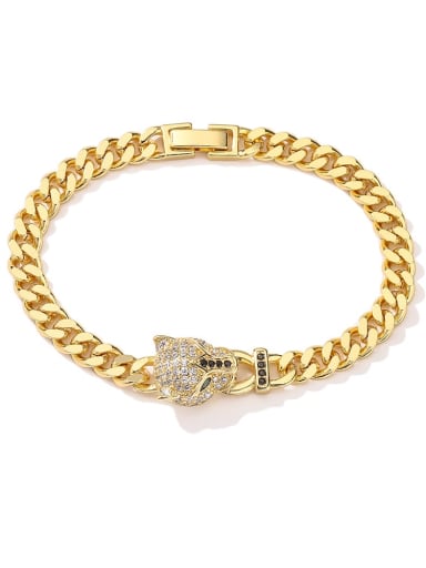 31147 Brass Cubic Zirconia Leopard Trend Link Bracelet