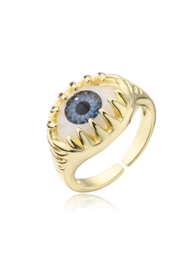11593 Brass Enamel Evil Eye Vintage Band Ring