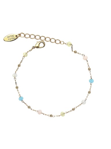 Dainty Geometric Brass Natural Stone Bracelet and Necklace Set