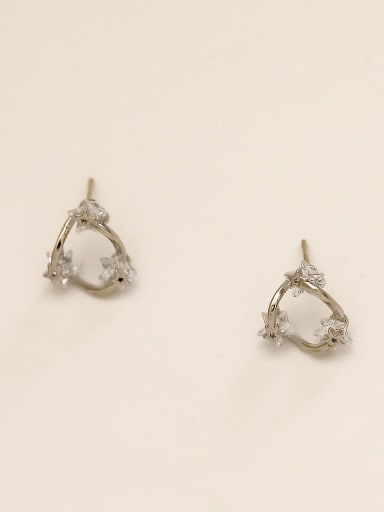 Brass Cubic Zirconia Heart Minimalist Stud Trend Korean Fashion Earring