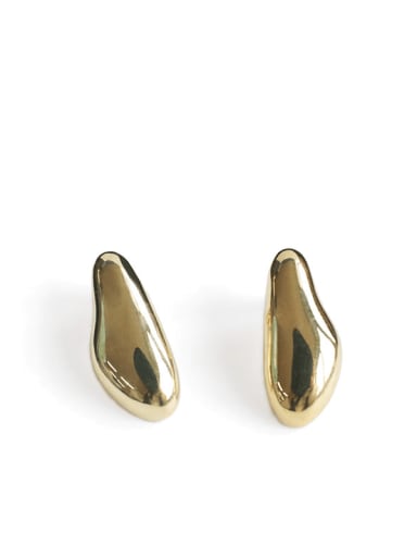 Brass Smooth Irregular  Geometric Minimalist Stud Earring