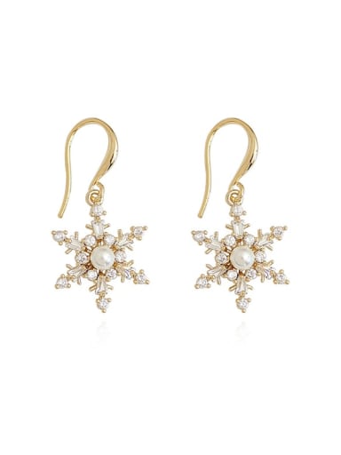 Copper Imitation Pearl Flower Dainty Hook Trend Korean Fashion Earring