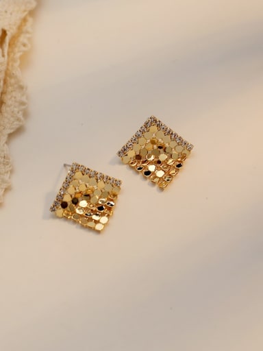 Copper Rhinestone Metal sequined Geometric Minimalist Stud Trend Korean Fashion Earring