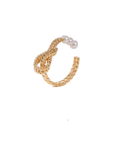 Brass Imitation Pearl Twist knot Hip Hop Band Ring