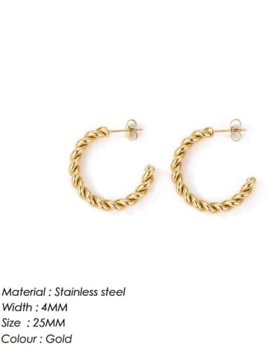 Stainless steel Geometric Minimalist Twist C Shape Stud Earring