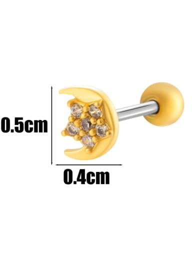 2  # Gold--Single Brass Cubic Zirconia Bowknot Moon Cute Single Earring