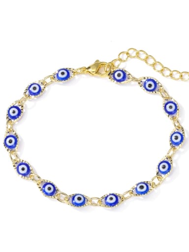 30644 Brass Enamel Evil Eye Vintage Link Bracelet
