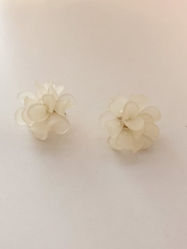 Off white S925 silver needle Resin Flower Vintage Stud Earring/Multi-Color Optional