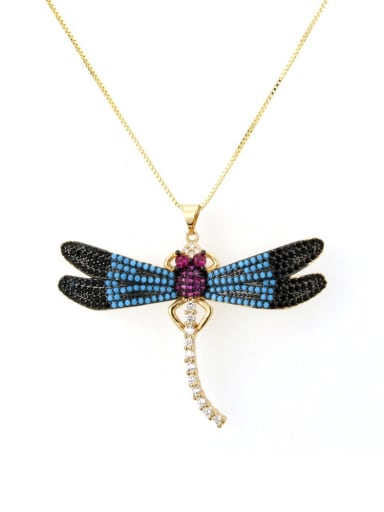 Brass Dragonfly Cubic Zirconia Earring and Necklace Set