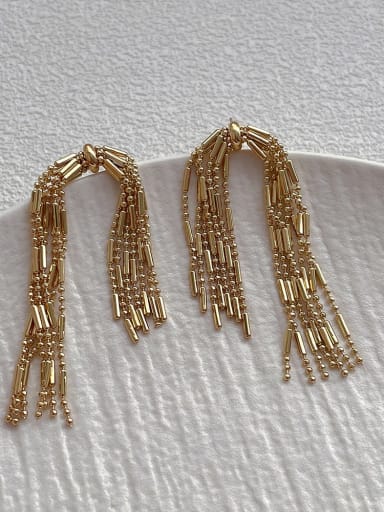 Gold tassel earrings Brass Tassel Minimalist Drop Earring
