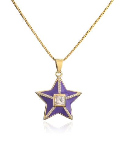 20909 Brass Rhinestone Enamel Star Ethnic Five-pointed star Pedant Necklace