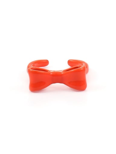 Orange (6, 7) Zinc Alloy Enamel Bowknot Minimalist Band Ring