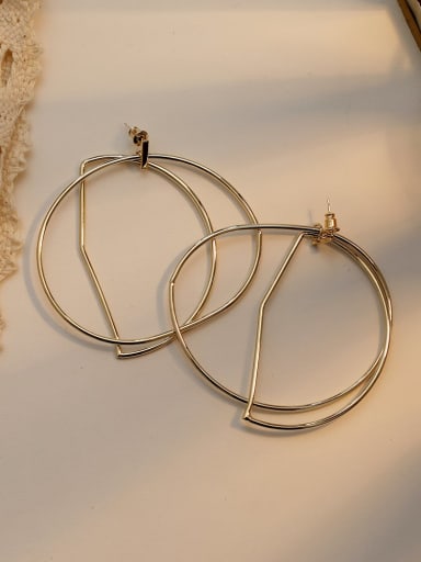 14K gold Copper Hollow Geometric Minimalist Hoop Trend Korean Fashion Earring