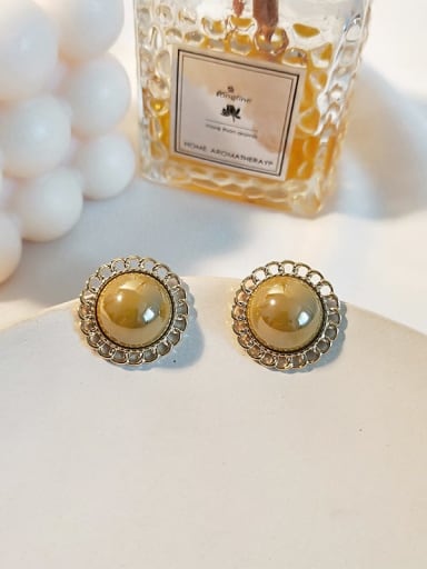 Copper Imitation Pearl Flower Ethnic Stud Trend Korean Fashion Earring