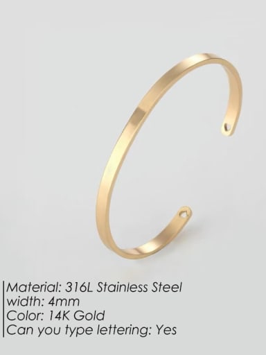 4MM Gold Stainless steel Geometric Minimalist Cuff Bangle
