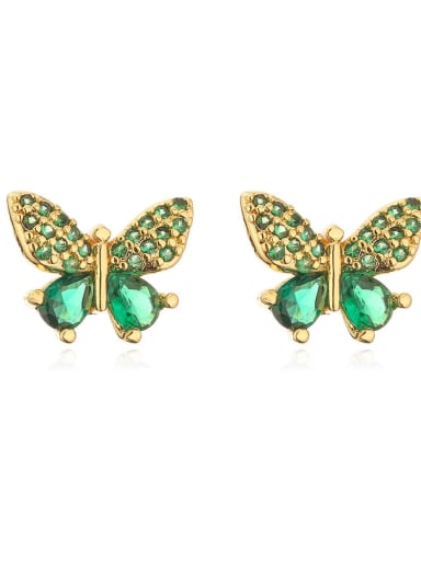 41369 Brass Cubic Zirconia Butterfly Cute Stud Earring
