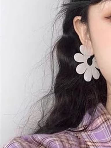 925 Sterling Silver Clear Acrylic Flower Vintage Earring