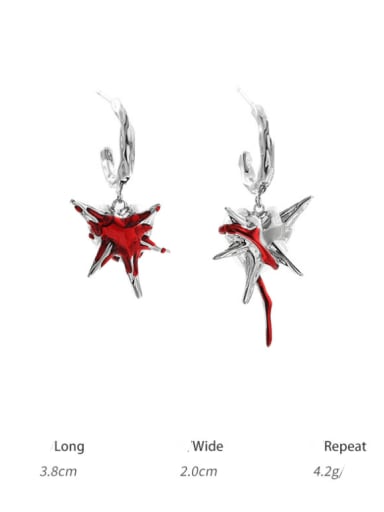 Asymmetrical star stud Brass Enamel Hip Hop Star  Earring and Necklace Set