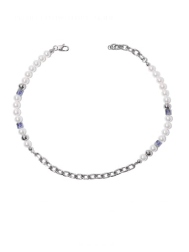 Titanium Steel Imitation Pearl Geometric Vintage Beaded Necklace