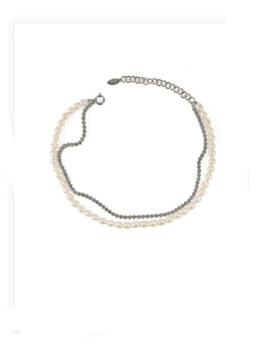 Brass Freshwater Pearl Locket Vintage Multi Strand Necklace