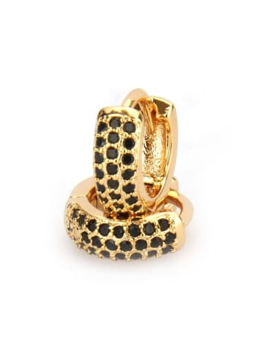 Small gold-plated black zircon Brass Cubic Zirconia Round Dainty Hoop Earring