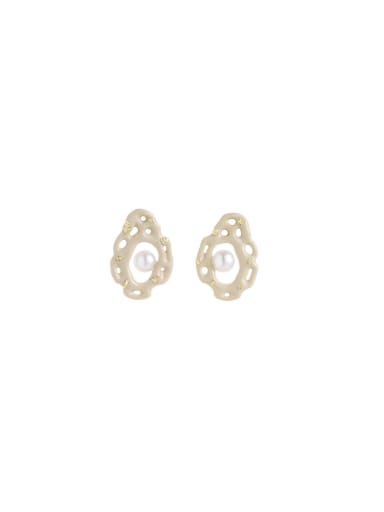Brass Enamel Geometric Dainty Stud Earring