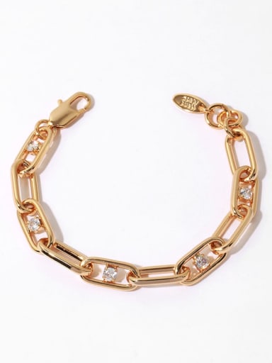 Brass Cubic Zirconia Geometric Vintage Link Bracelet