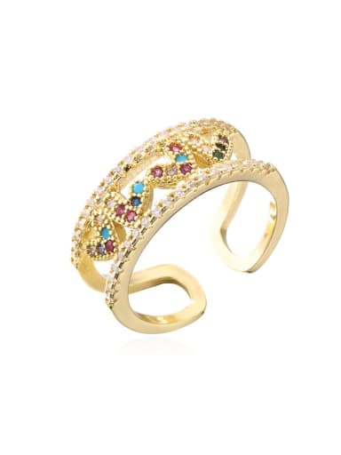 11563 Brass Cubic Zirconia Heart Trend Band Ring
