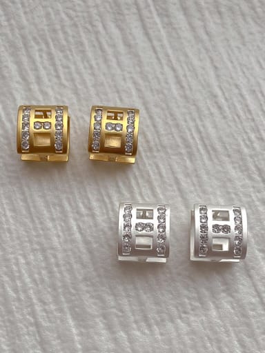 Brass Rhinestone Square Minimalist Stud Earring