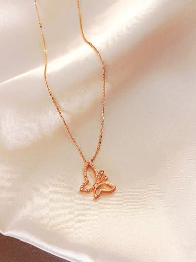 Zinc Alloy Rhinestone White Butterfly Trend Necklace