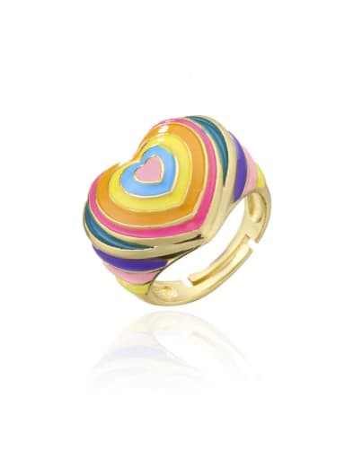 11492 Brass Enamel Heart Minimalist Band Ring