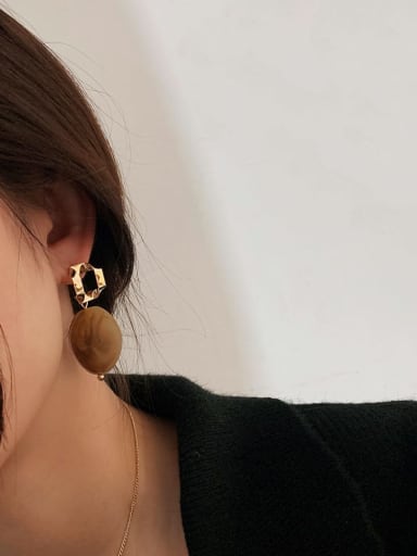 Amber resin Earrings Alloy Resin Geometric Vintage Stud Earring/Multi-color optional