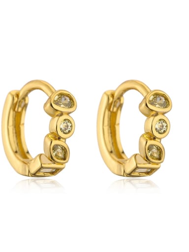 Brass Cubic Zirconia Geometric Hip Hop Huggie Earring