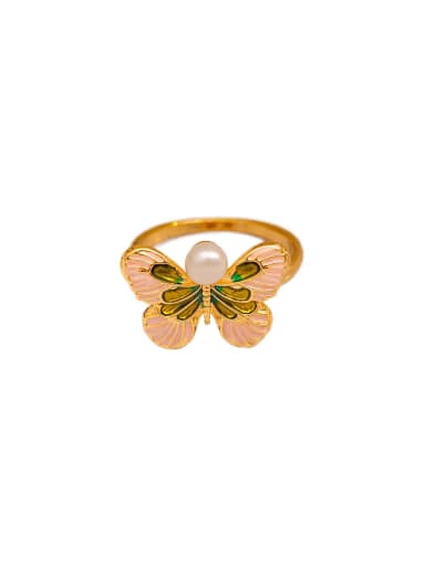 custom Brass Enamel Butterfly Minimalist Band Ring