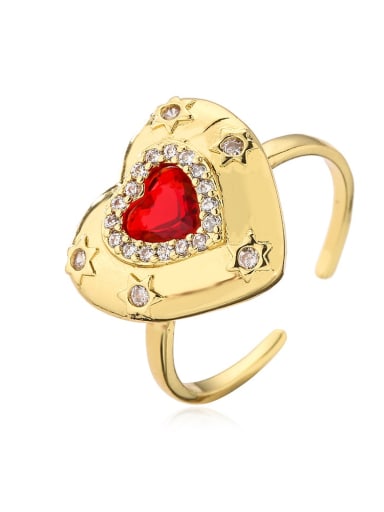 13111 Brass Cubic Zirconia Heart Vintage Band Ring
