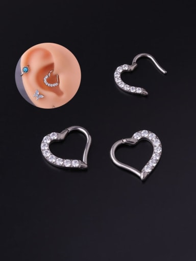Titanium Steel Cubic Zirconia Heart Minimalist Huggie Earring