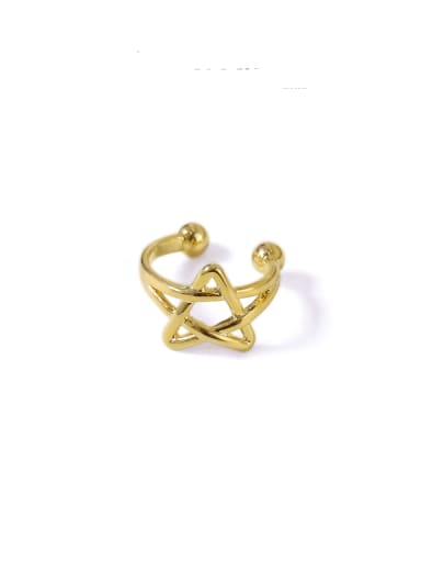 Brass  Vintage Hollow five-pointed star ear clip Single