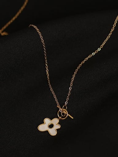 Brass Shell Flower Minimalist Pendant Necklace