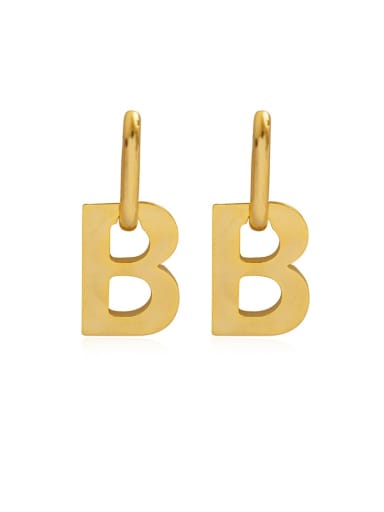 Brass Hollow Smooth Letter Vintage Huggie Trend Korean Fashion Earring