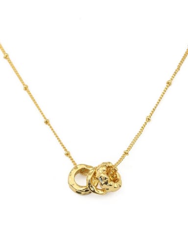 Brass Rhinestone Round Minimalist Necklace