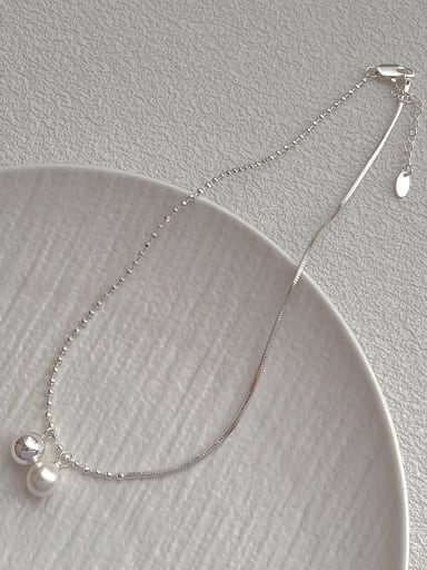 Brass Freshwater Pearl Geometric Dainty Necklace