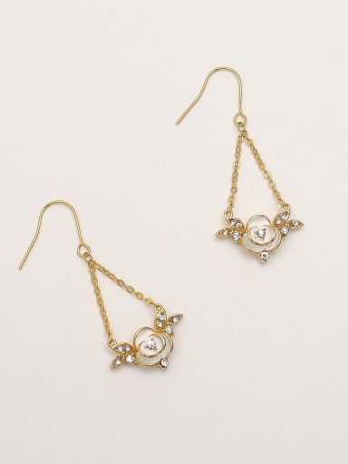 Brass Enamel Geometric Flower  Ethnic Hook Trend Korean Fashion Earring