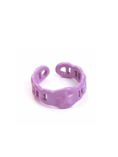 Purple drop oil Zinc Alloy Enamel Geometric Minimalist Band Ring