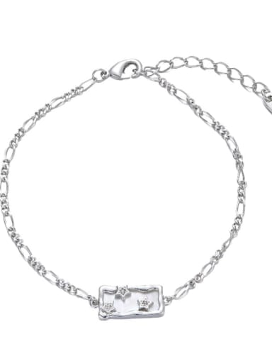 Steel  Bracelet Brass Cubic Zirconia Minimalist Rectangle Bracelet and Necklace Set