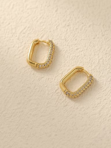 Brass Cubic Zirconia Geometric Vintage Huggie Trend Korean Fashion Earring