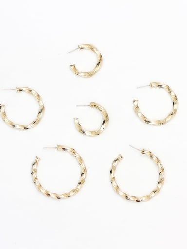 14K gold trumpet Copper Round Minimalist Hoop Trend Korean Fashion Earring